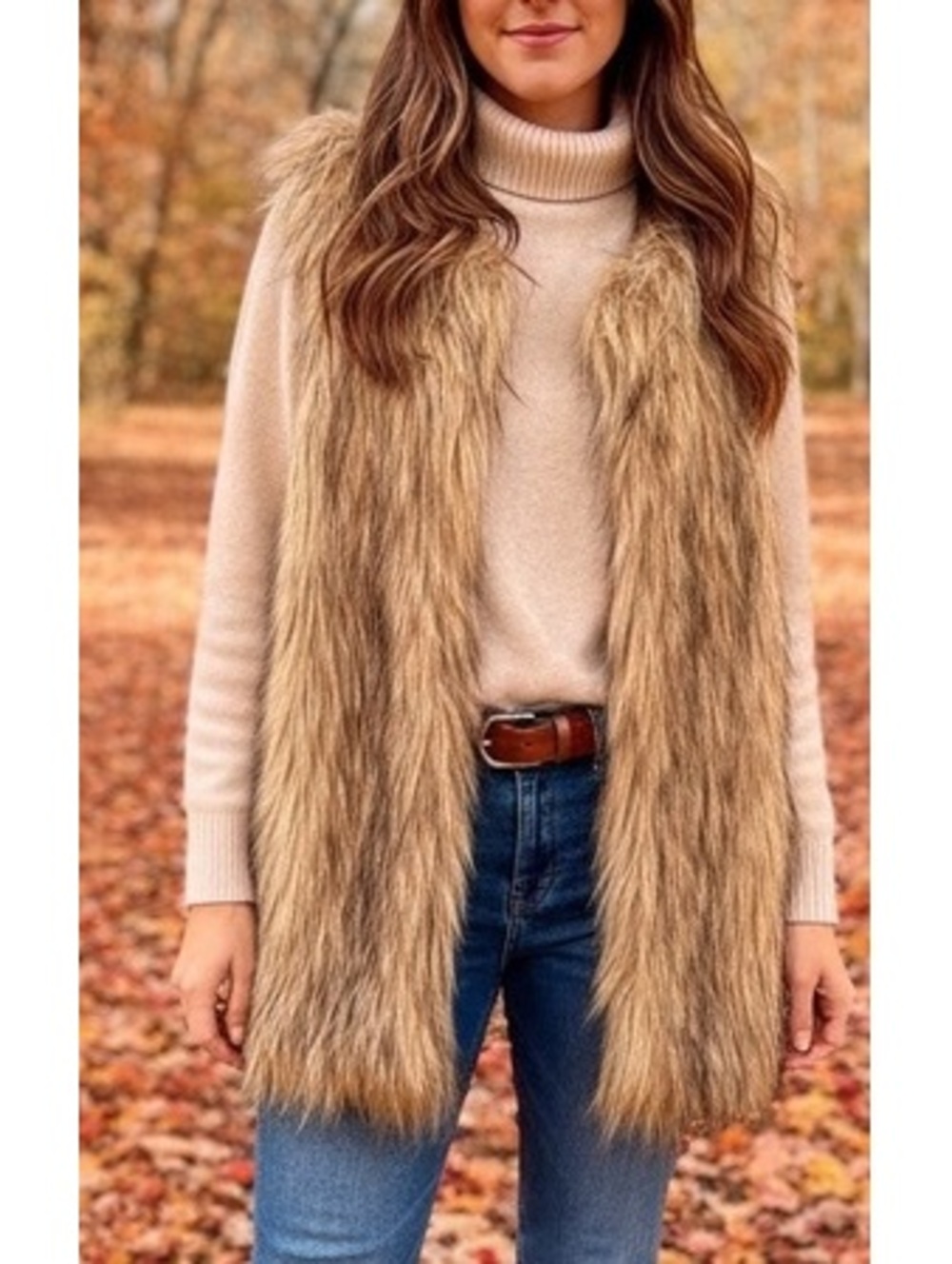 Long Faux Fur Vest XL